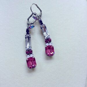 Sorrelli Pink and Silver Gemstone Earrings-Vintage